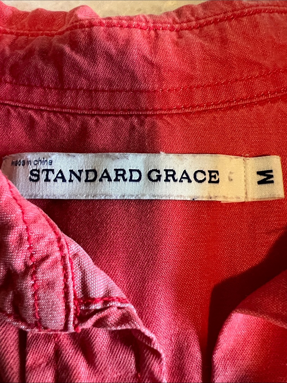 Standard Grace Coral Pink Lyocell Button Down Shirt Medium Long Sleeve Pocket - Picture 6 of 12